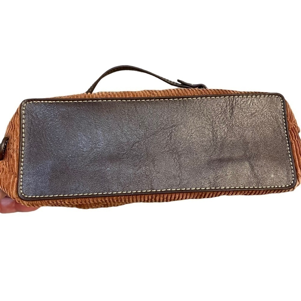 Tommy Hilfiger Brown Quilted Corduroy Small Bag with Leather and Silver Accents - Picture 9 of 12